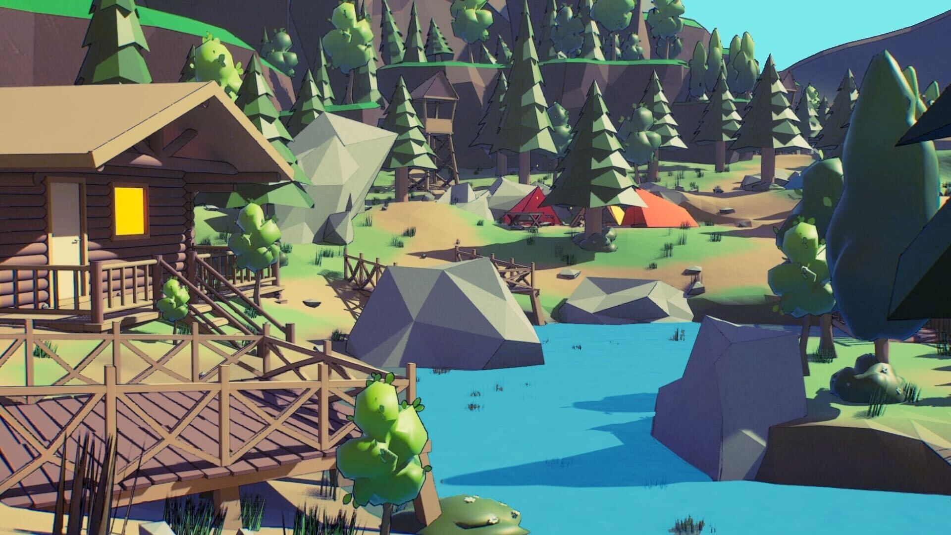 Rewind 99: A scenic cabin in the woods overlooking a river during the day.