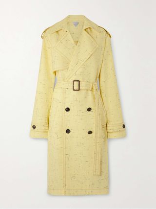 Double-Breasted Belted Woven Trench Coat