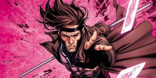 Gambit throwing his kinetic cards in the comics