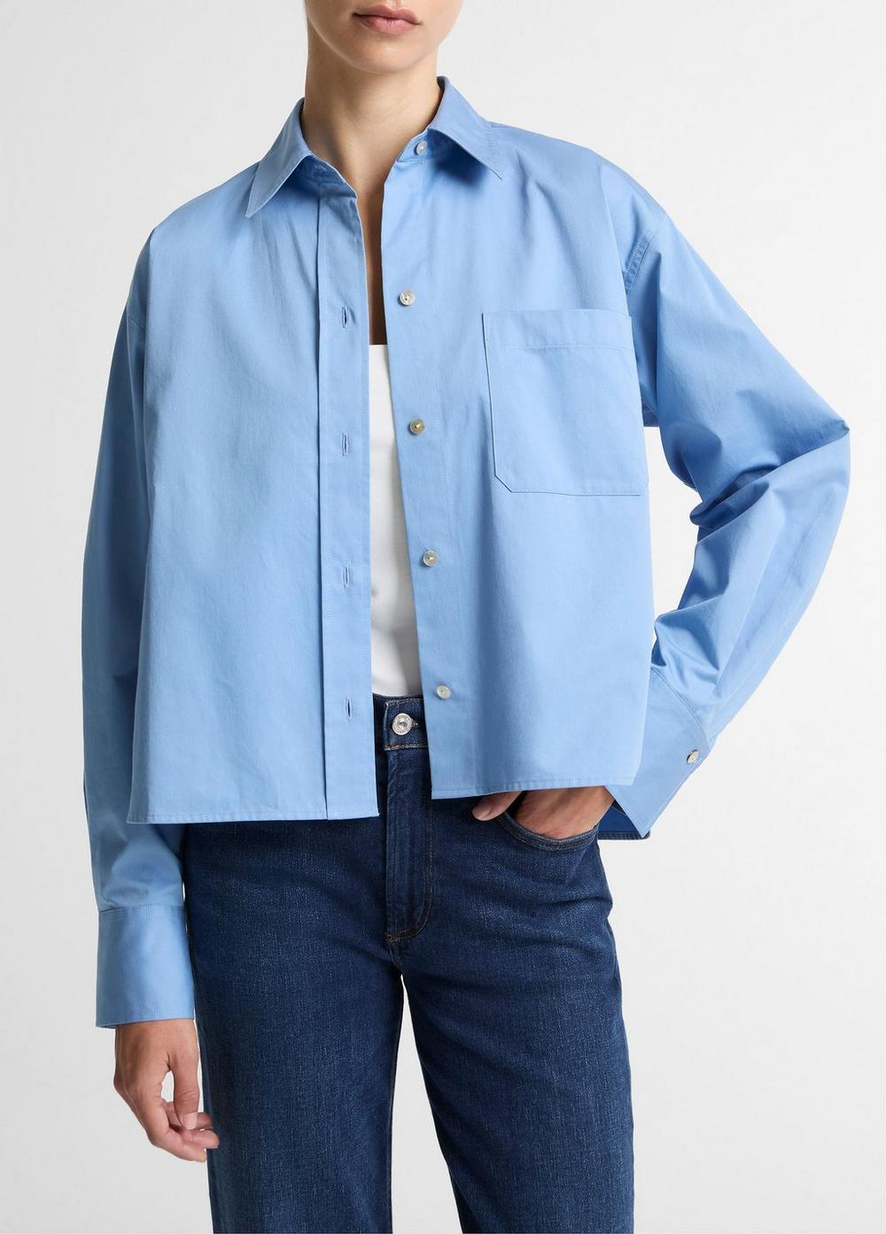 Cotton Cropped Button-Front Shirt&amp;nbsp;