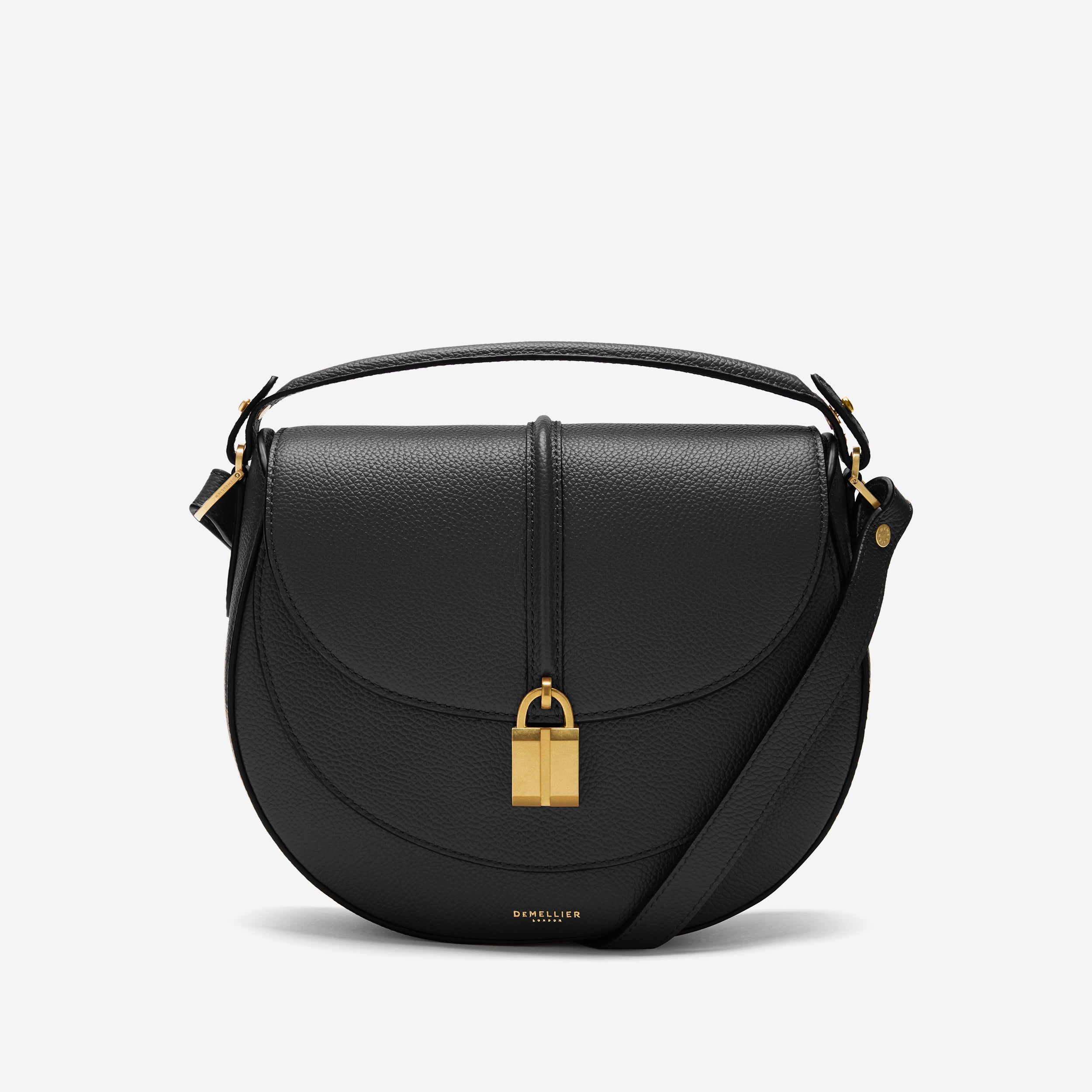 The Siena Saddle | Black Small Grain | Demellier