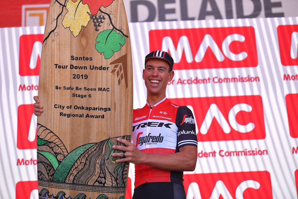 Richie Porte got a wooden prize for his sixth win on Willunga Hill