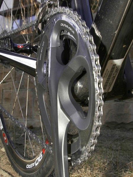 The deep-profile spider arms and incredibly expensive outer chainring yield superb front shifting performance