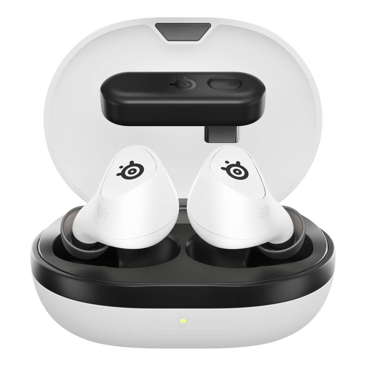 Official produce image of the SteelSeries Arctis Game Buds gaming earbuds, with a plain white background.