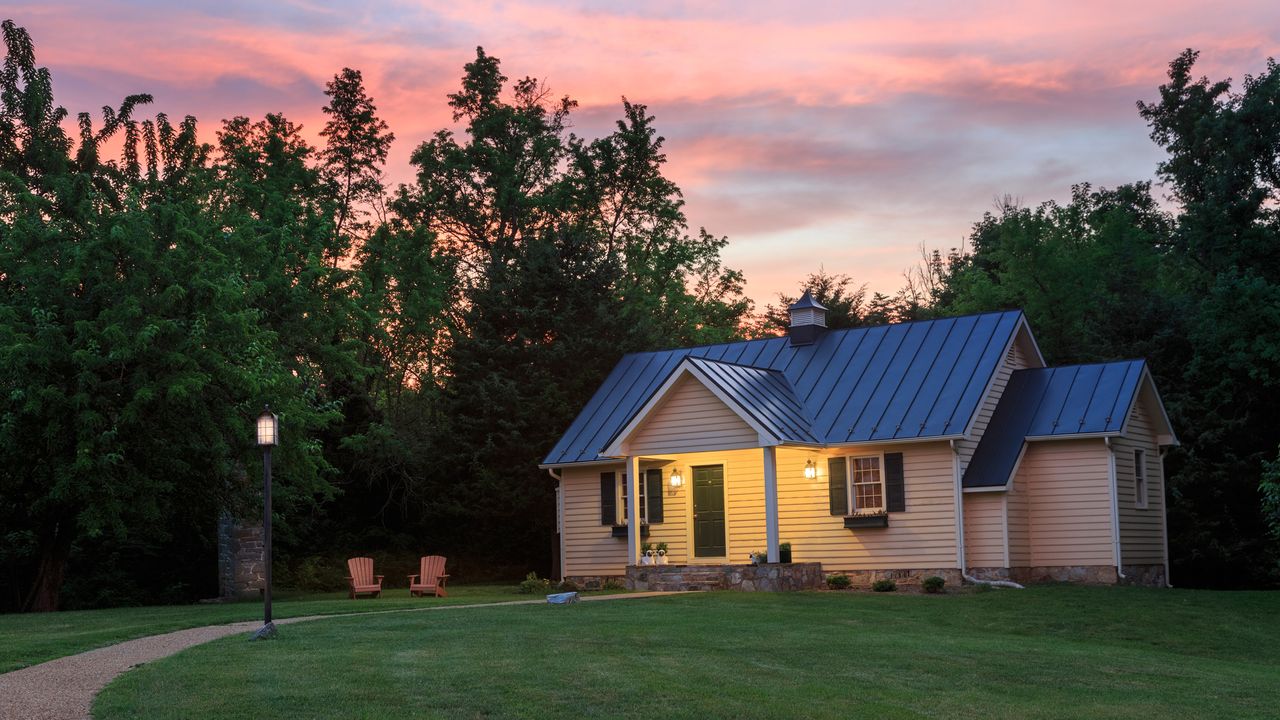 US house with sunset