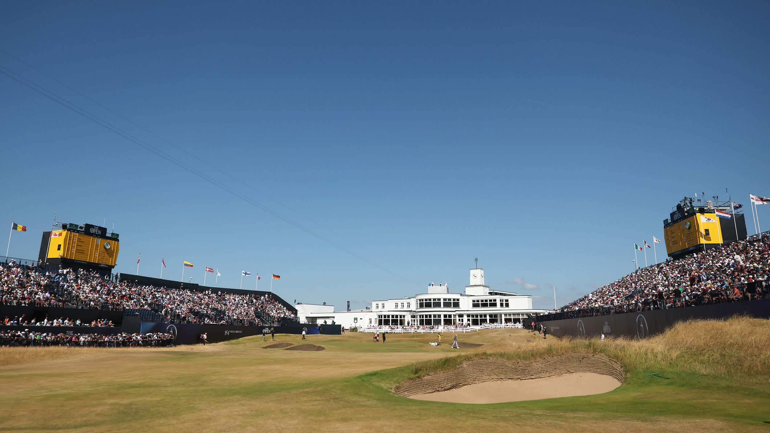 A general view of the 18th hole at Royal Birkdale during round four of The Open in 2026