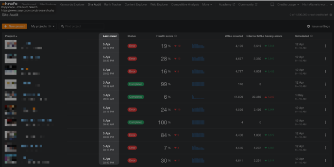 Ahrefs site audit