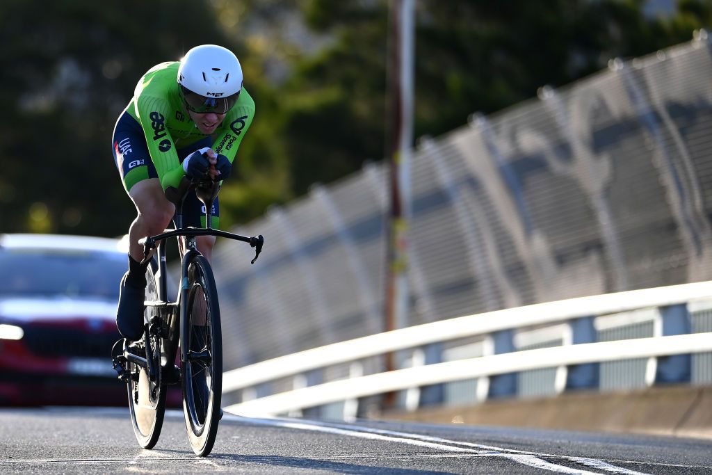 WOLLONGONG AUSTRALIA SEPTEMBER 18 Tadej Pogaar of Slovenia sprints during the 95th UCI Road World Championships 2022 Men Individual Time Trial a 342km individual time trial race from Wollongong to Wollongong Wollongong2022 on September 18 2022 in Wollongong Australia Photo by Tim de WaeleGetty Images