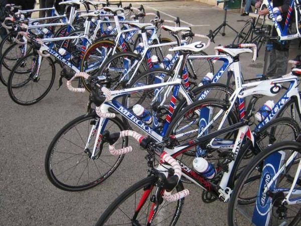 The new Eddy Merckx bikes await the riders.