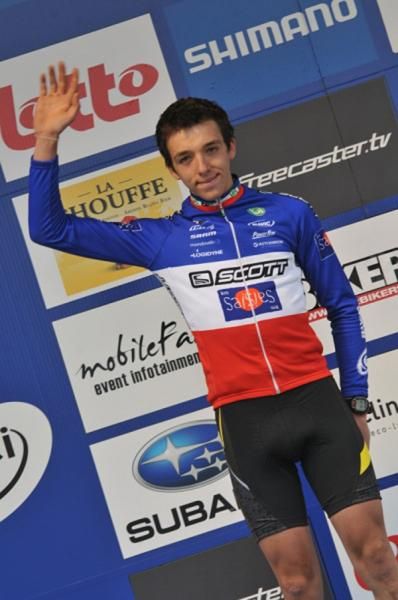 Jordan Sarrou (Scott Les Saisies) on the Houffalize podium in second.