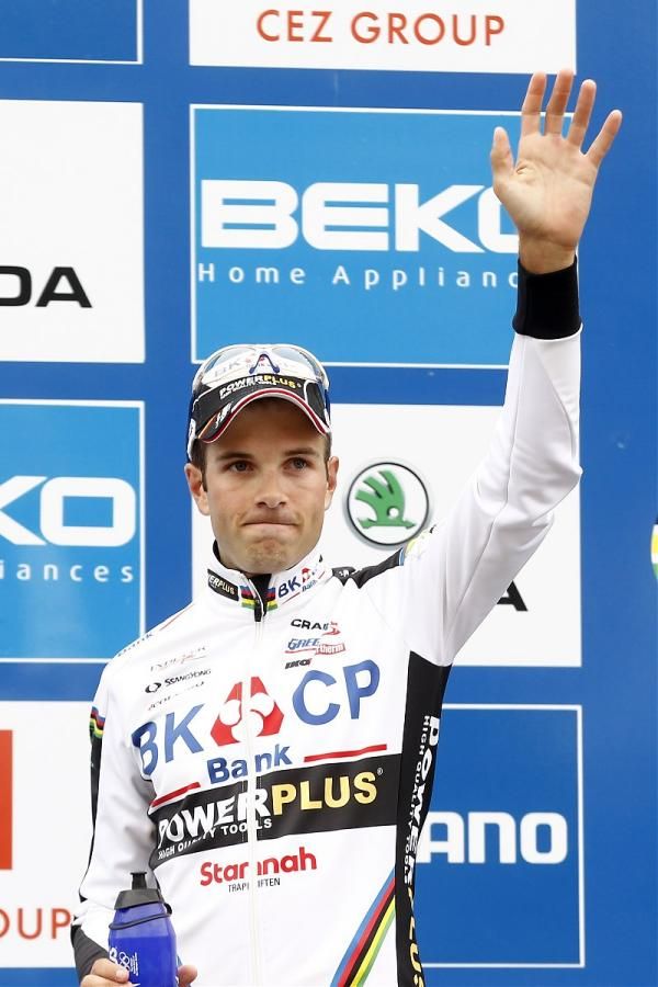 Niels Albert (BKCP-Powerplus) on the podium for his third place finish in Tabor.