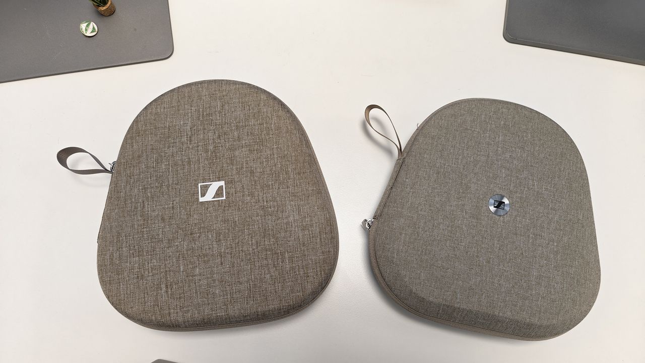 The Sennheiser Momentum 4 and 5 shot on a work desktop.