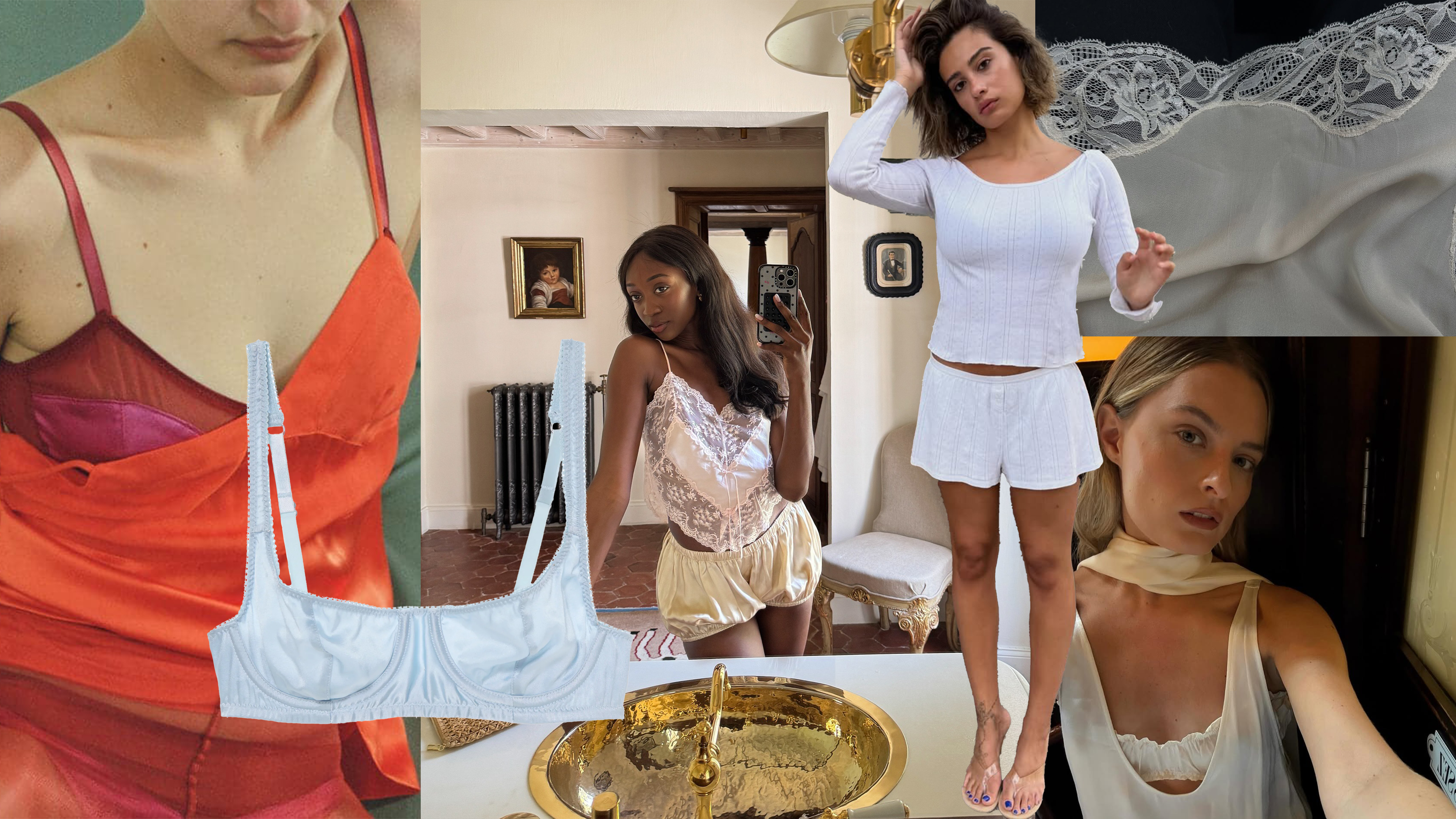 Araks bra; @emmanuellek_ wearing a lace set; silk skirt; @g_yasein in Cou Cou Intimates ; @christietyler wearing a silk top