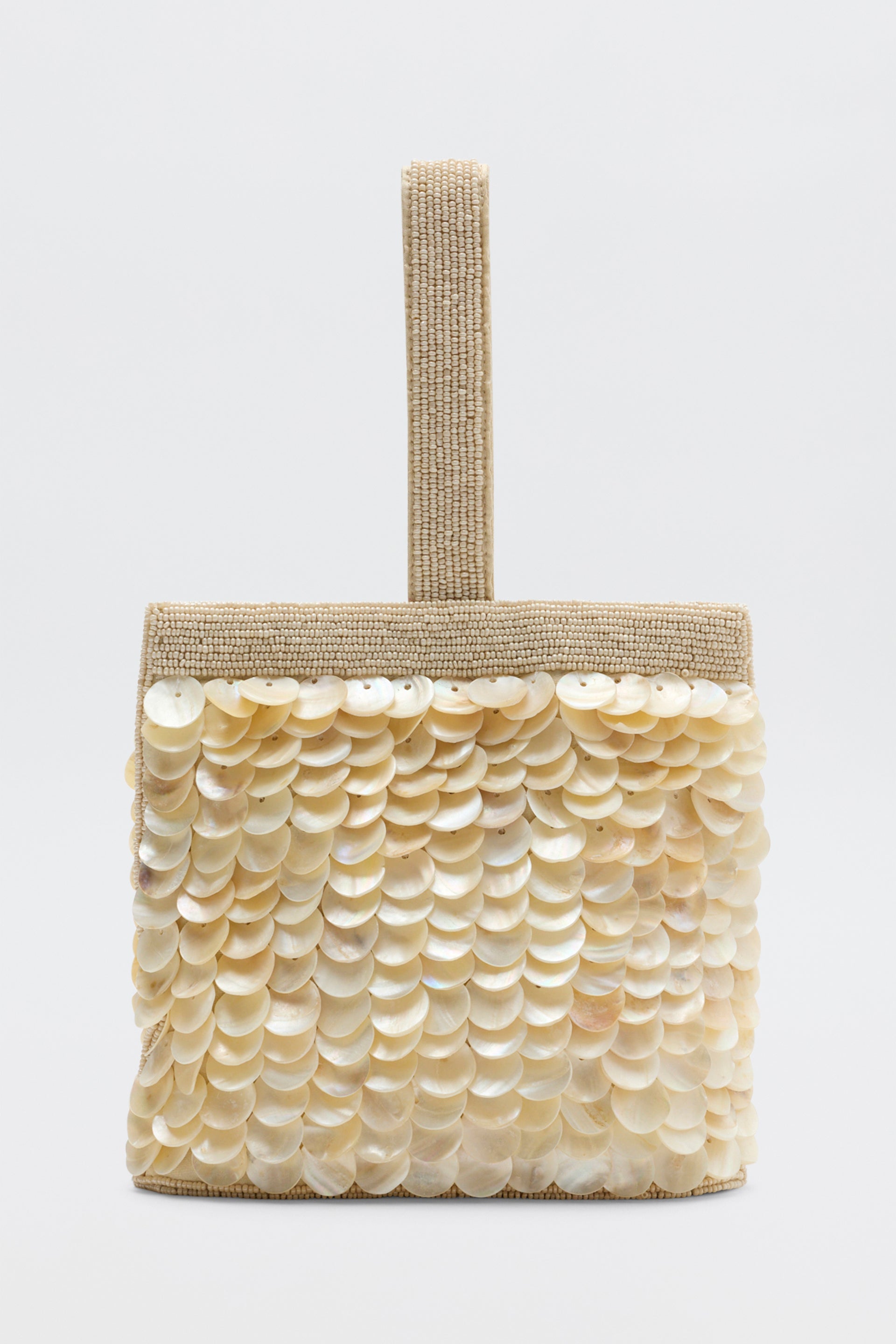 Zenni Embellished Silk Bag in Ivory Shell