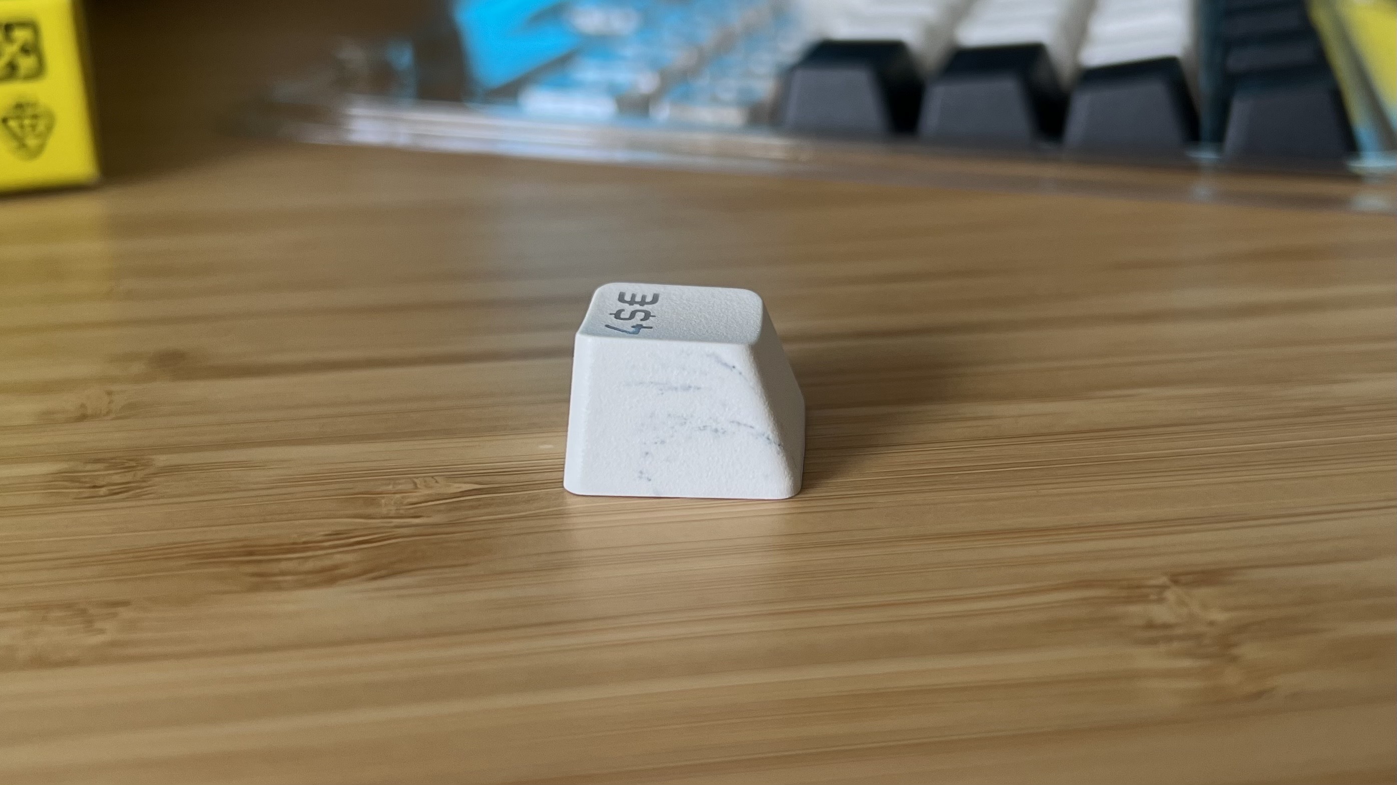 Close up on keycap defect from Corsair MAKR 75 keyboard