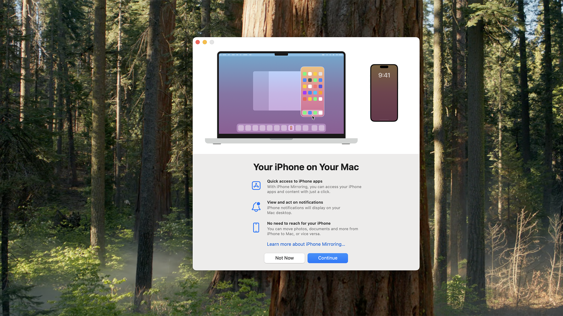 iPhone Mirroring on a Mac