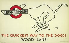 An Alfred Leete Underground poster promoting the tube to the greyhound racing at Wood Lane. CredIt: TfL