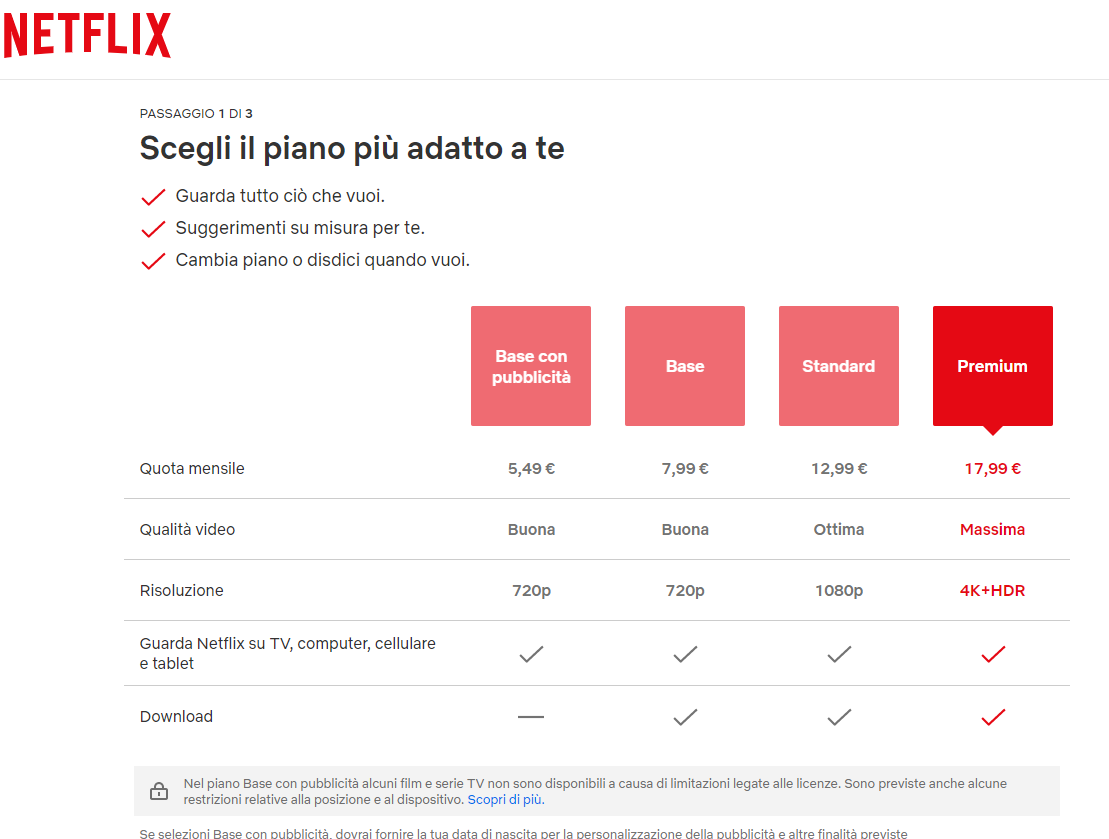 Netflix pubblicità