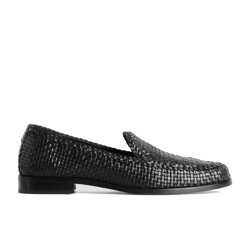 Black leather woven loafers, COS