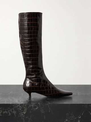 TOTEME, Slim Croc-Effect Leather Knee Boots