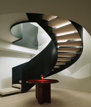 Spiral staircase in black steel