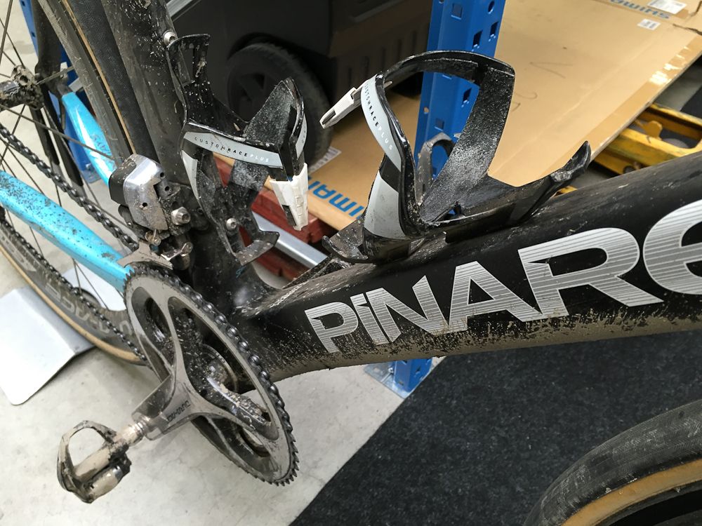 The water bottle cages also got an extra workout on the cobbles.