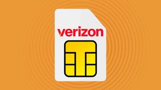 Verizon branded sim card on an orange background