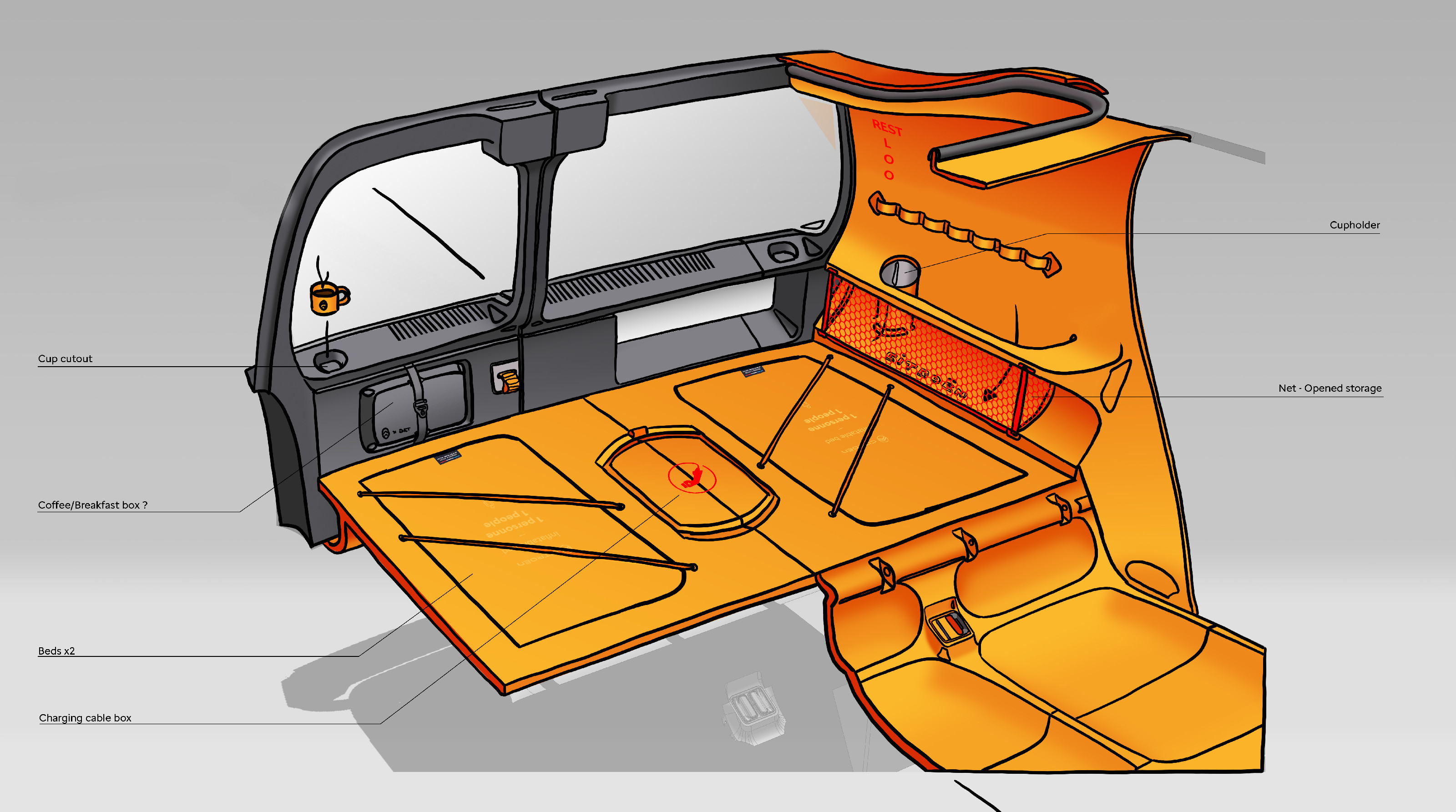 Interior sketches, Citro&amp;euml;n ELO Concept