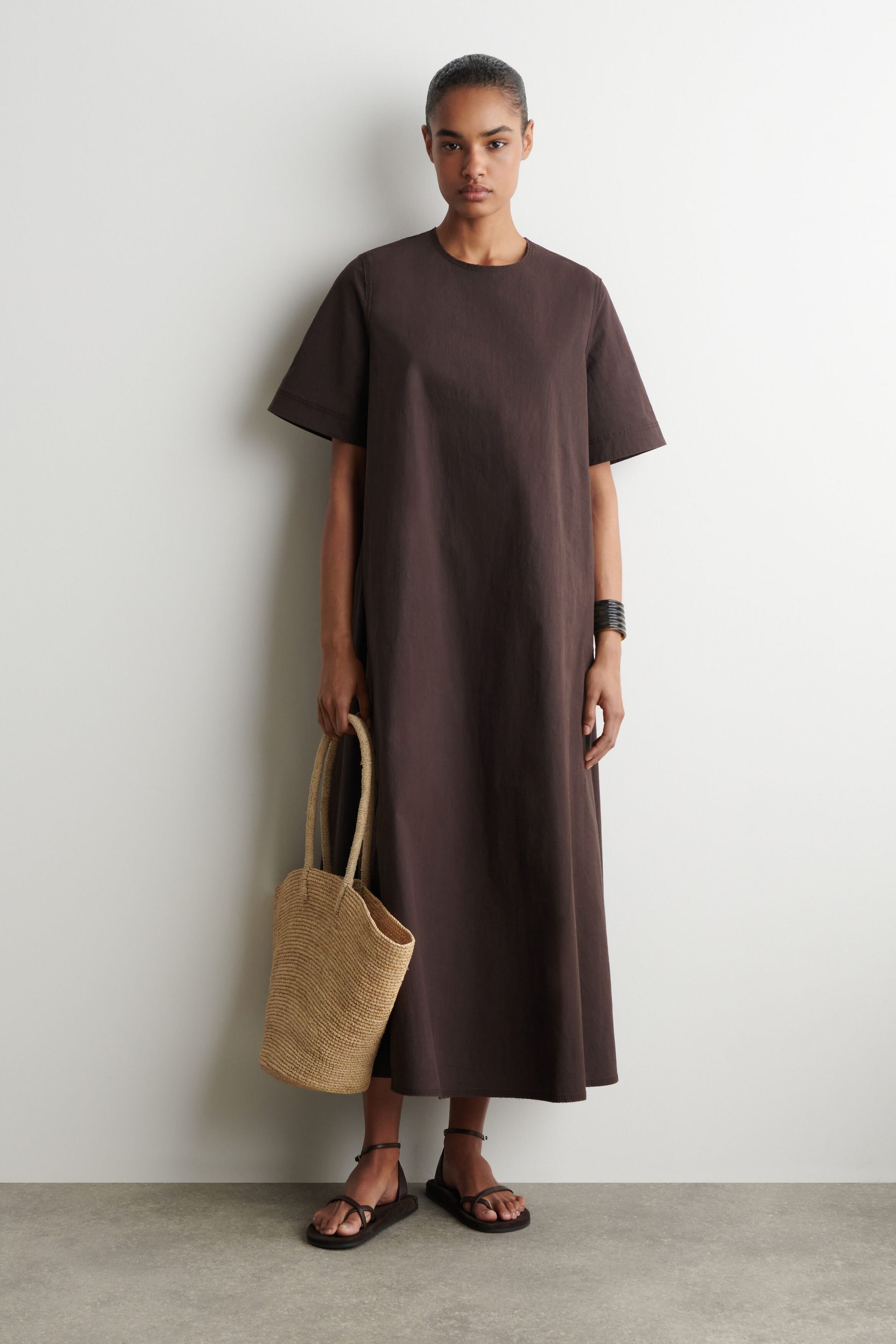 Raw-Cut Cotton Midi Dress