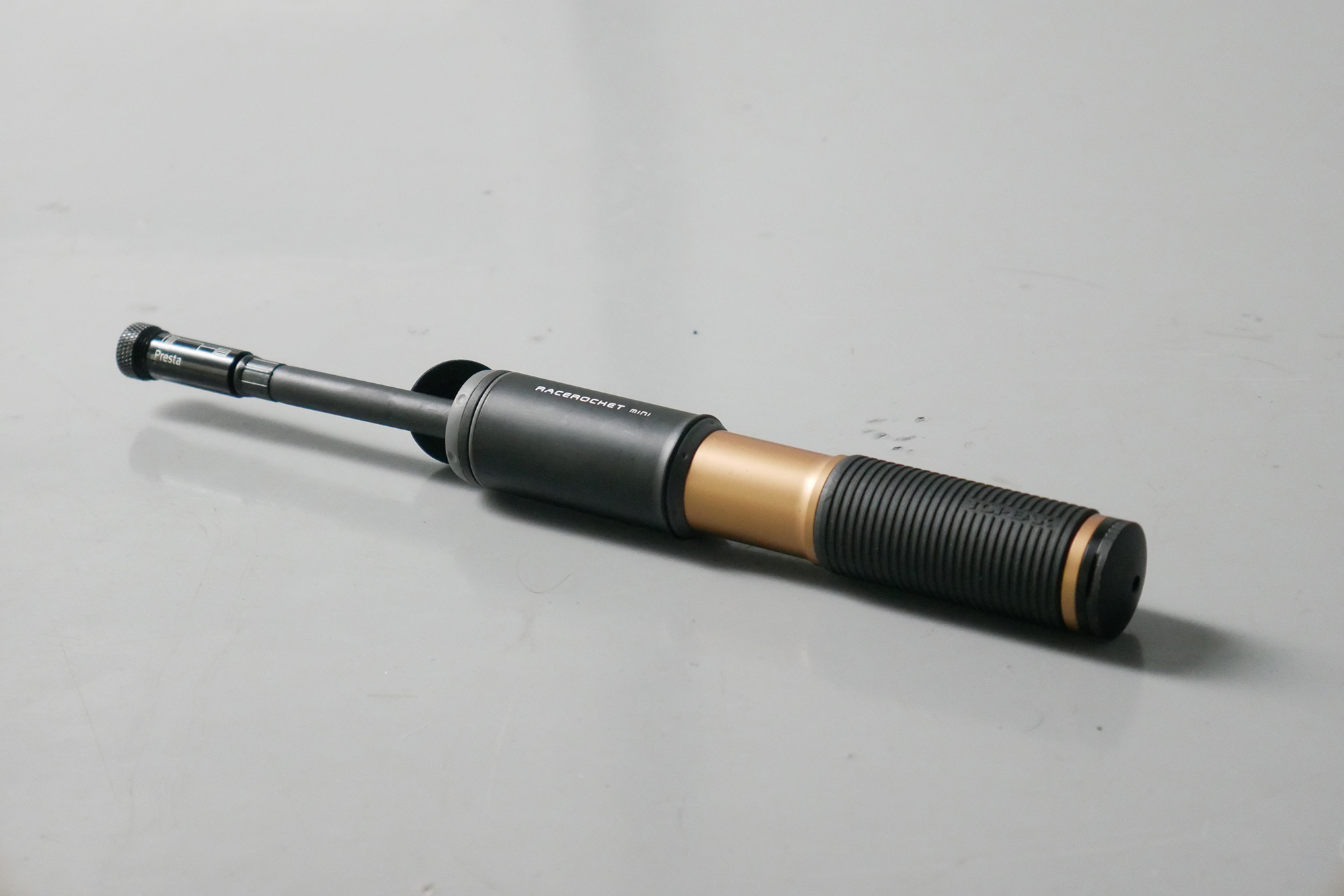 Best bike mini pumps group test 2026 - Topeak race rocket with its flexible hose extended from the top. 