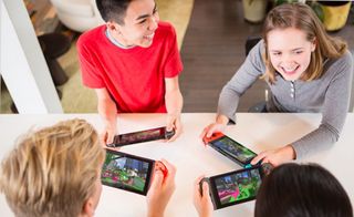 Children playing on the Nintendo Switch