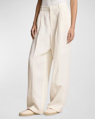 Linen wide leg pants