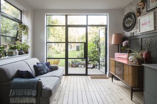 Extended snug space with Crittal-style doors