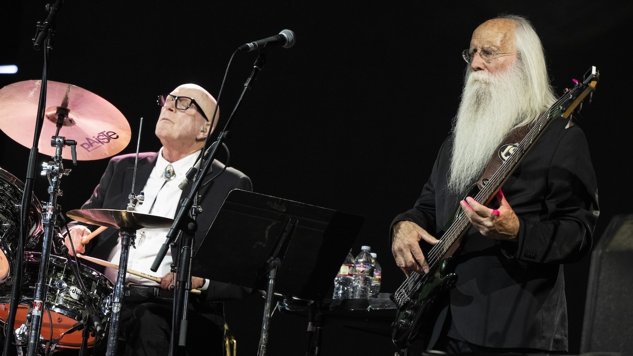Drummer Russ Kunkel (L) and bass player Leland Sklar (R) of The Immediate Family perform on the Palomino Stage during day 1 of Stagecoach Music Festival.