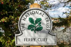 Ferry Cliff, The National Trust sign, Sutton, Suffolk, England, UK