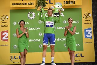Marcel Kittel in green after stage 16 at the Tour de France