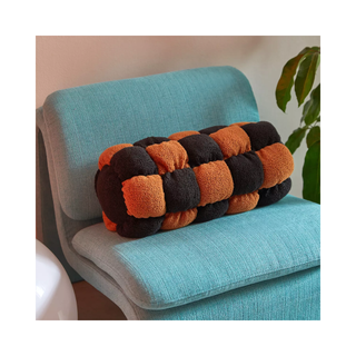 Black and orange marshmallow cloud fleece bolster pillow