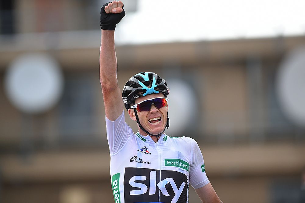 Chris Froome (Team Sky) out sprints Nairo Quintana (Movistar) to win stage 11 at the Vuelta a Espana