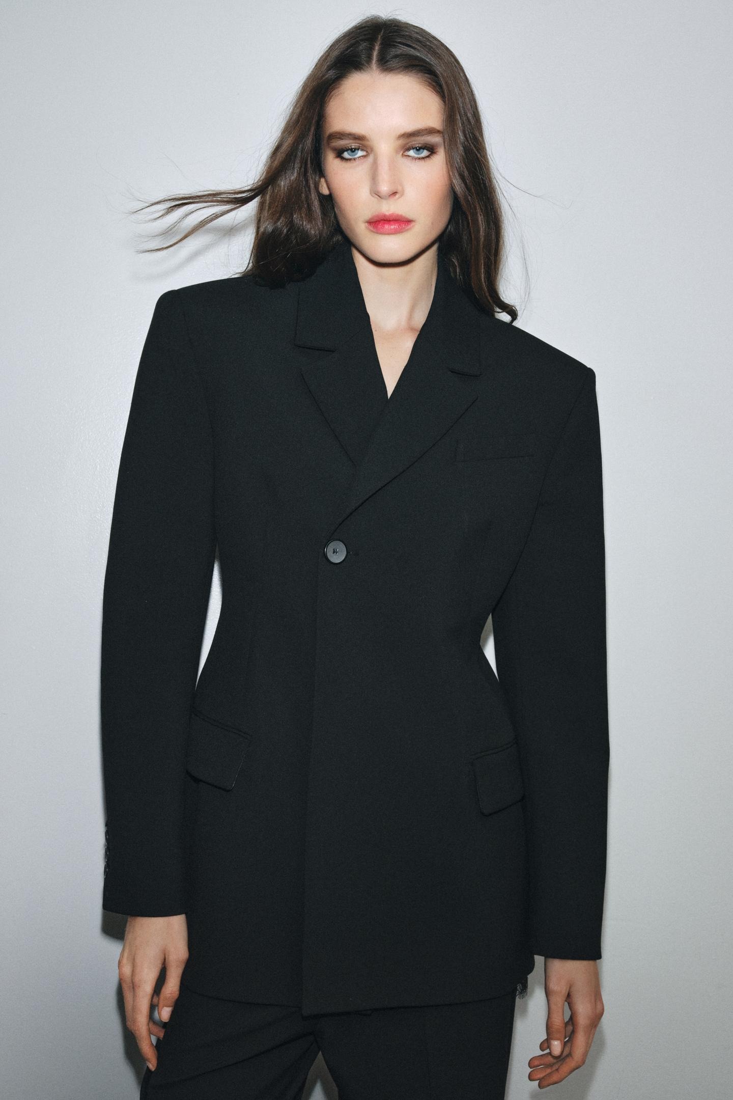 zara, ZW Collection Fitted Button Blazer