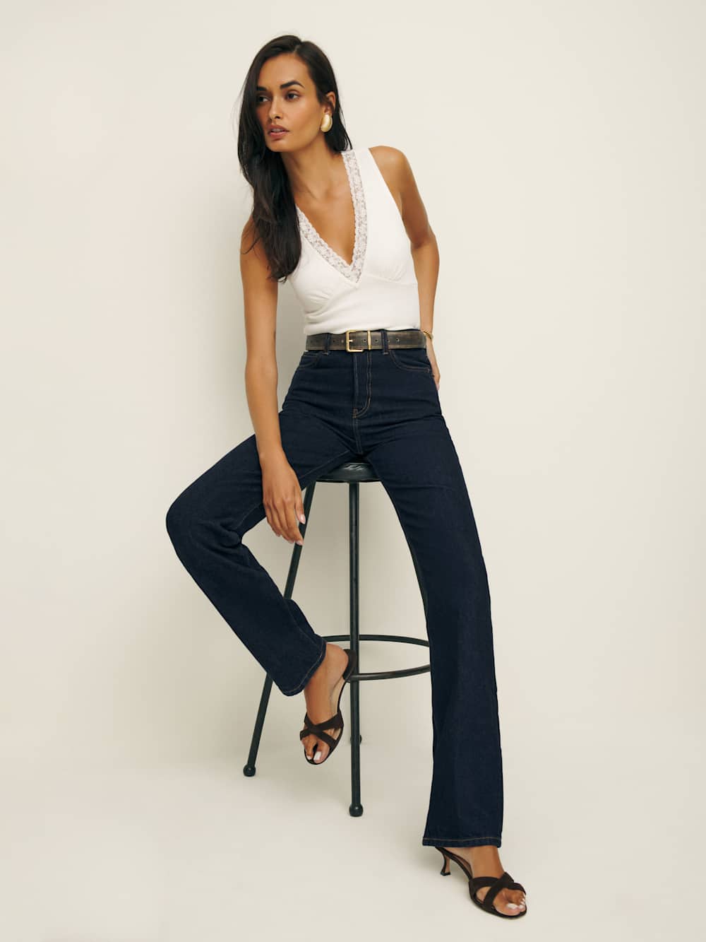 Cynthia High Rise Straight Long Jeans