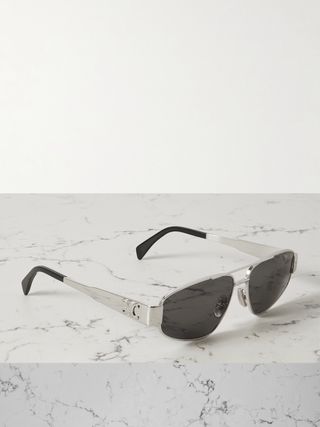 Triomphe Aviator-Style Silver-Tone and Acetate Sunglasses