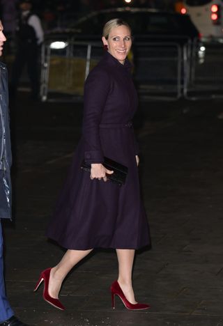 Zara Tindall's red velvet heels were the focal point of her outfit