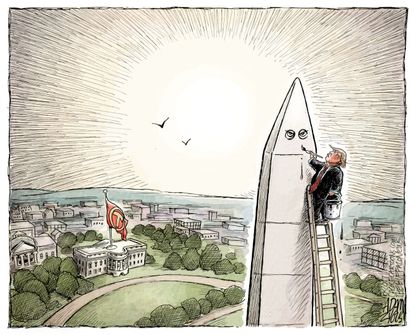 Political cartoon U.S. Trump KKK white supremacy