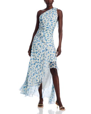 One Shoulder Draped Midi Dress