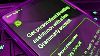 Grammarly app open on mobile phone