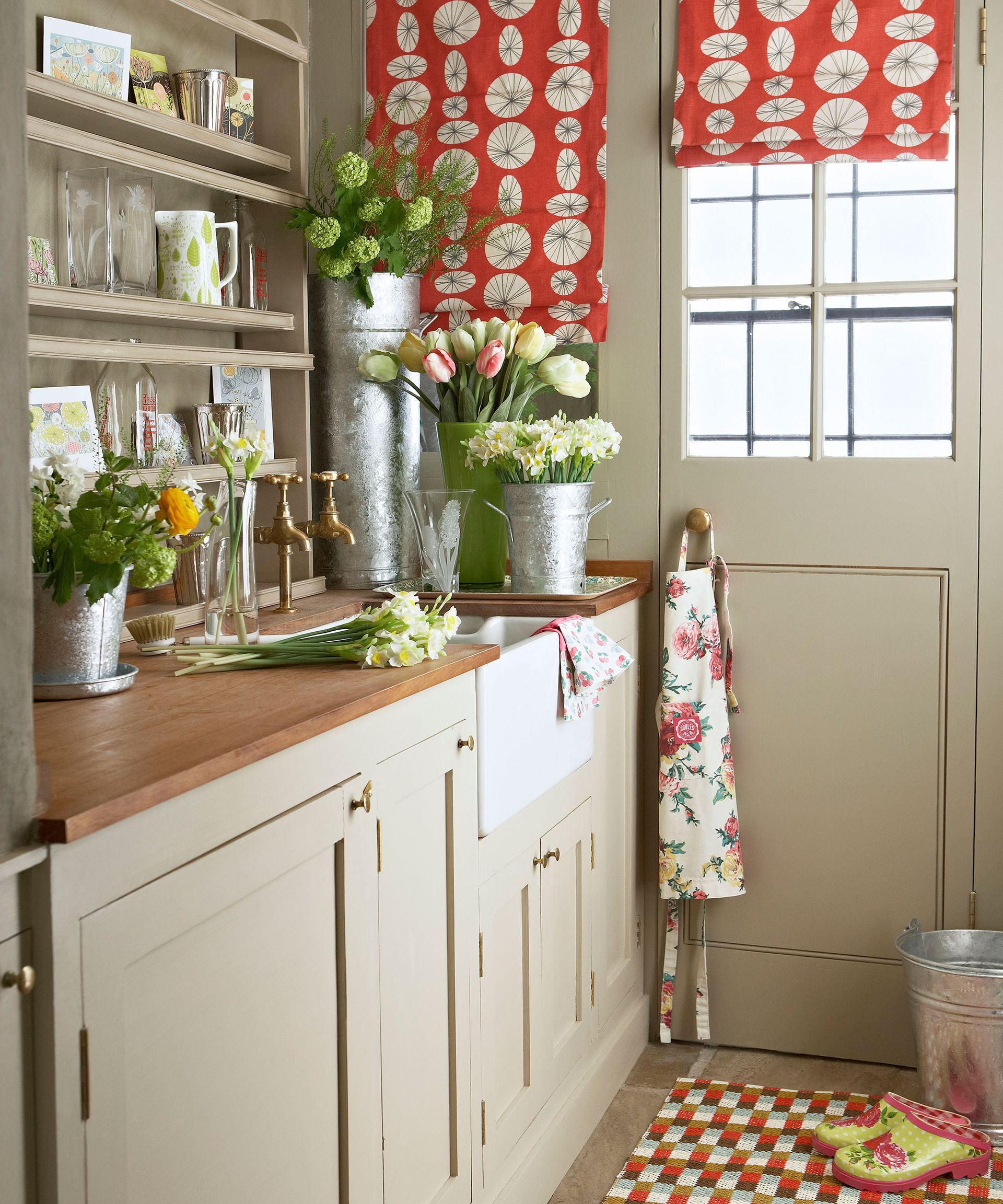 Laundry room organization with storage unit on wall