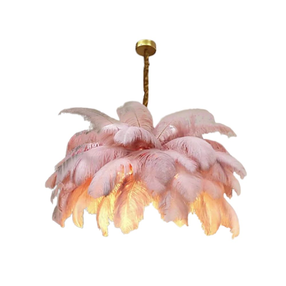 Ostrich feather ceiling light