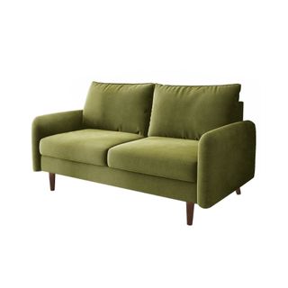 A green two-cushion seat