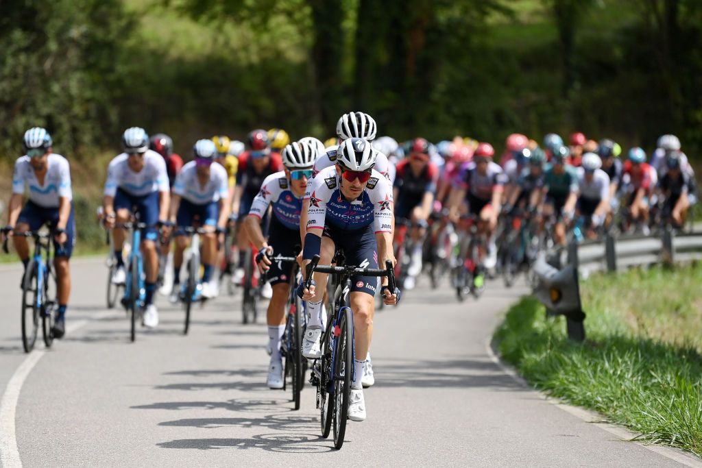 COLLU FANCUAYA SPAIN AUGUST 27 Dries Devenyns of Belgium and Team QuickStep Alpha Vinyl competes during the 77th Tour of Spain 2022 Stage 8 a 1534km stage from Pola de Laviana to Collu Fancuaya 1084m LaVuelta22 WorldTour on August 27 2022 in Collu Fancuaya Spain Photo by Justin SetterfieldGetty Images