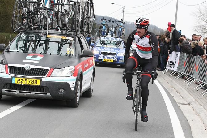 Fabian Cancellara heads back to the RadioShack team car